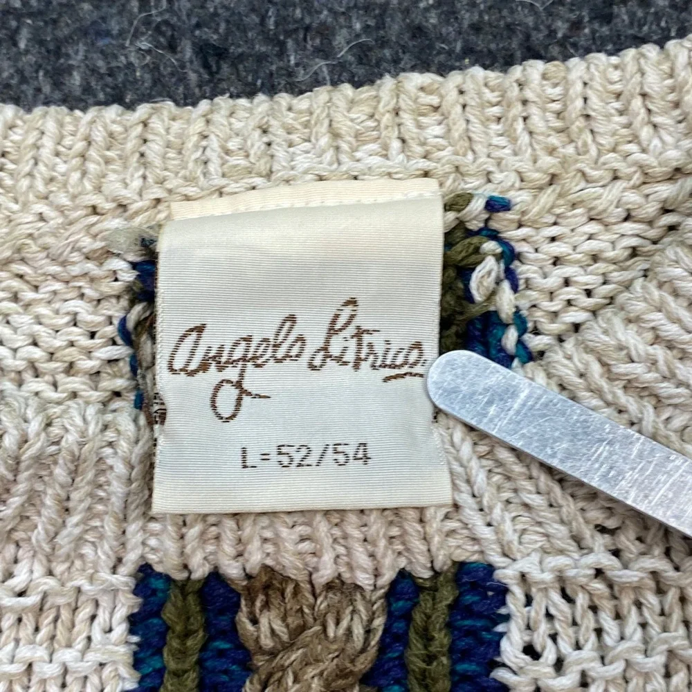 Angelo Litrico Sweater Sz L Men Multi Color Coogi Style Geometric Cable Knit 90s